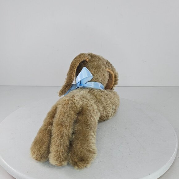 Vintage Steiff Mohair Dachshund Puppy Bazi Dog Lying Down Blue Ribbon Plush - Picture 6 of 10